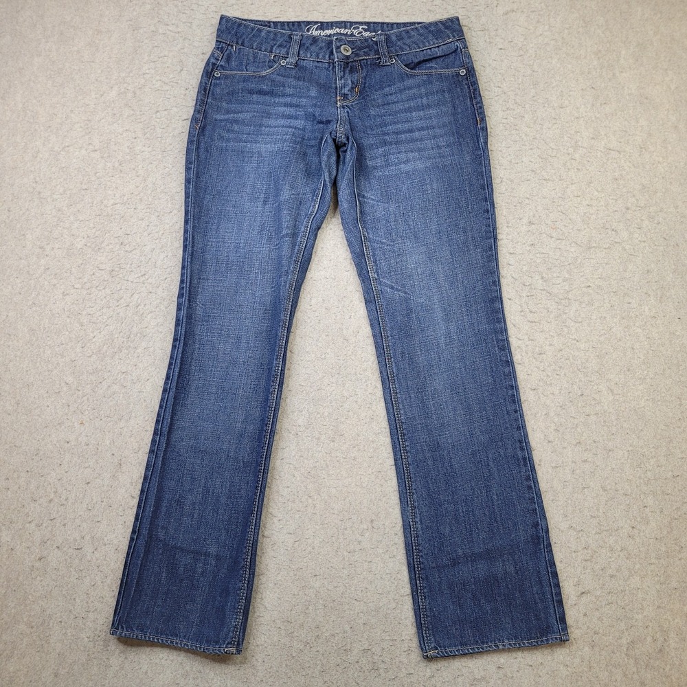 Vintage American Eagle 77 Straight Jeans Womens 4 Reg Dark‎ Wash Stretch Y2K